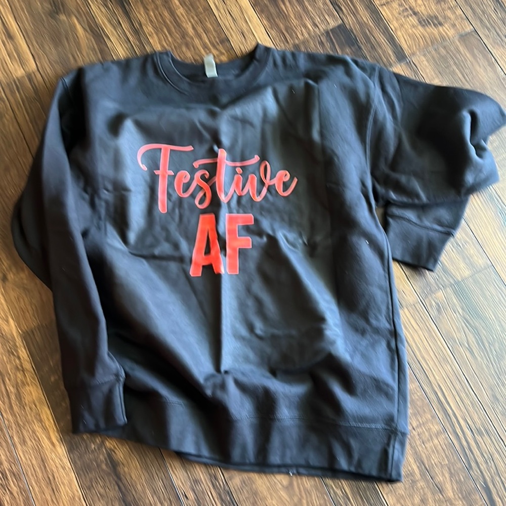 Christmas sweatshirt, black  “festive Af”
